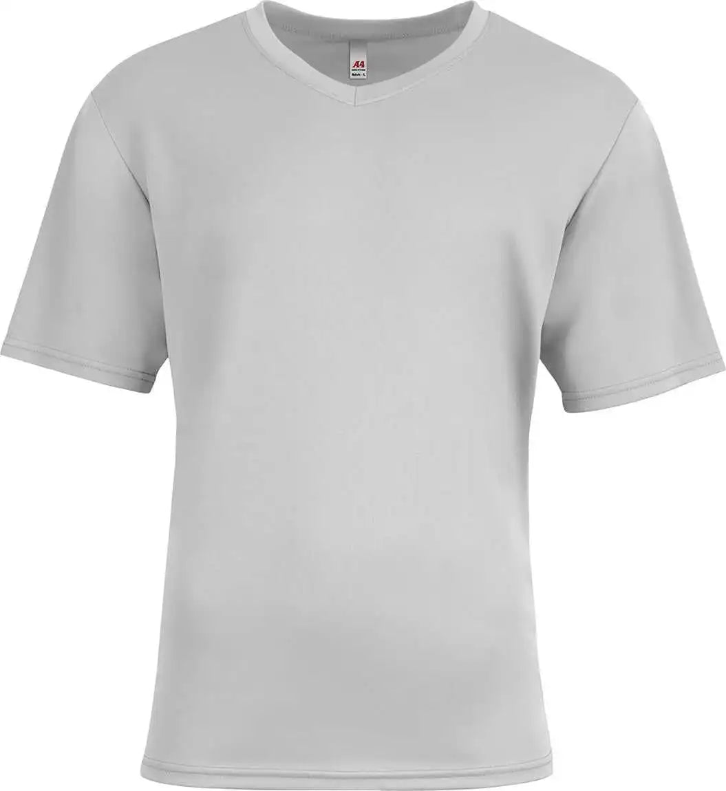 A4 N3511 Unisex Sprint v Neck t Shirt Silver