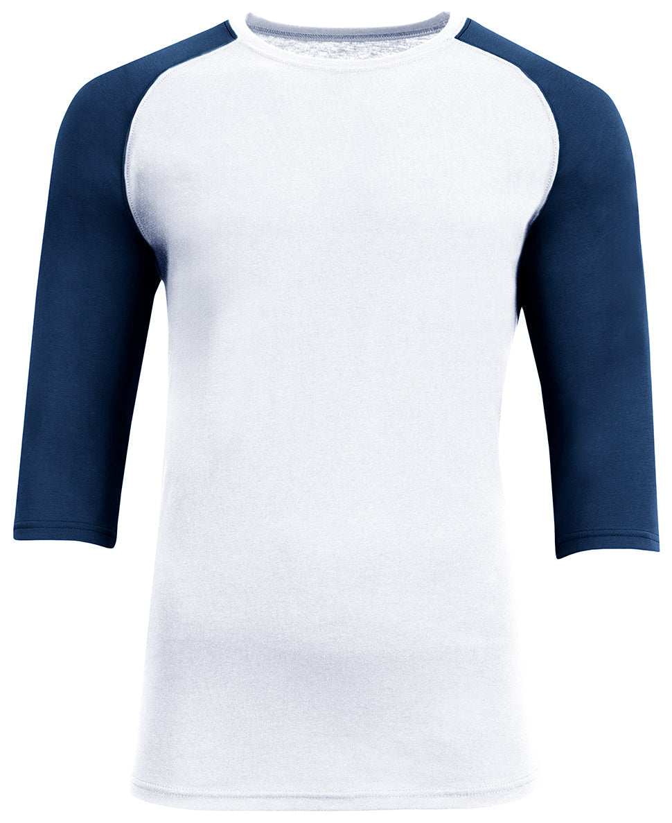 A4 N3514 Softek 3/4 Sleeve Raglan - White Navy