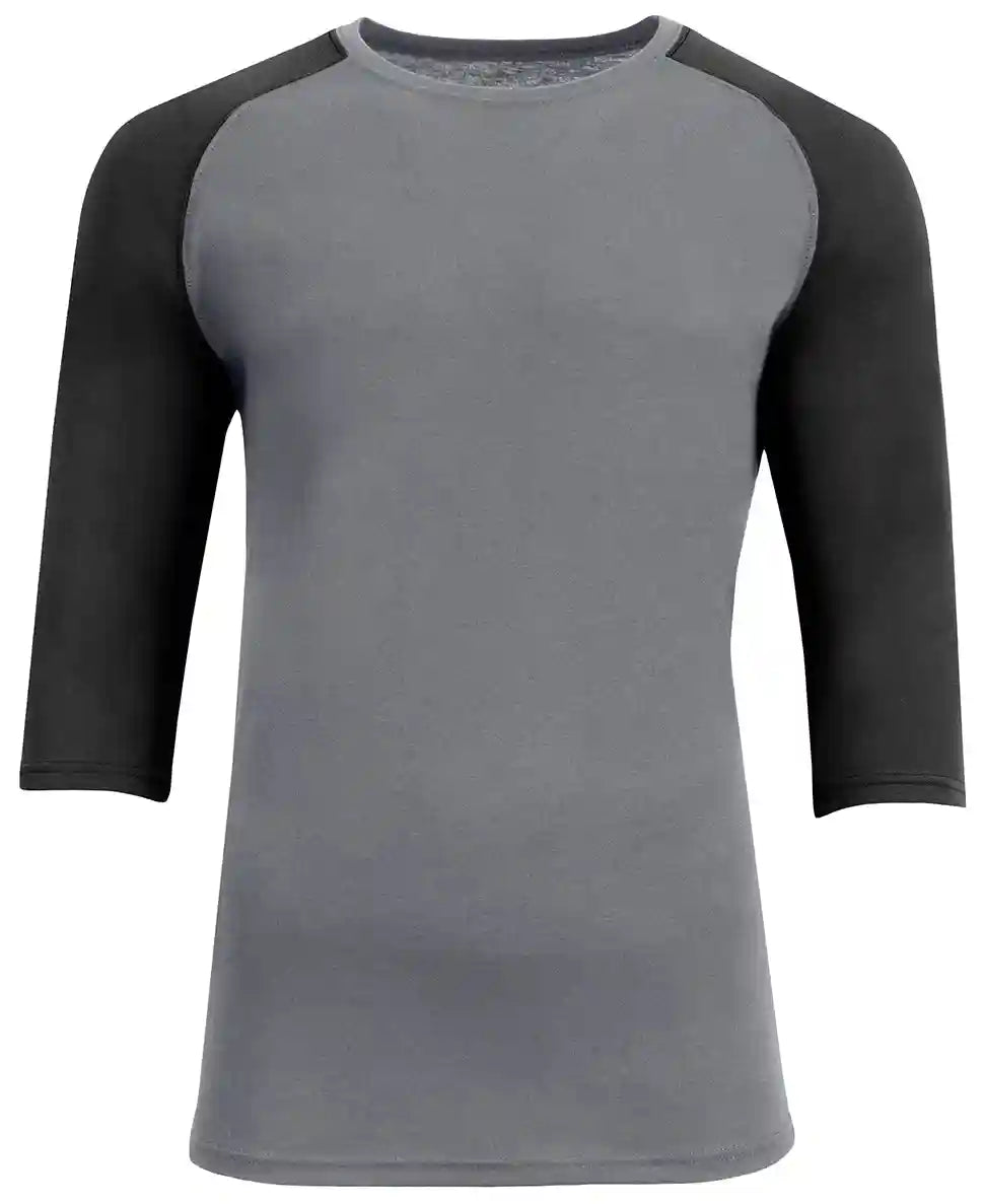 A4 N3514 Unisex Softek Quarter-sleeve Color Block Raglan T-shirt - Black