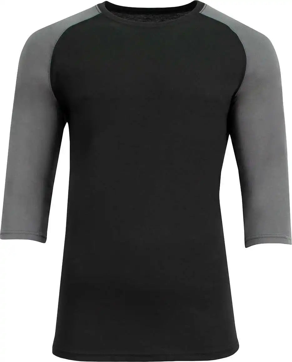 A4 N3514 Unisex Softek Quarter-sleeve Color Block Raglan T-shirt - Black