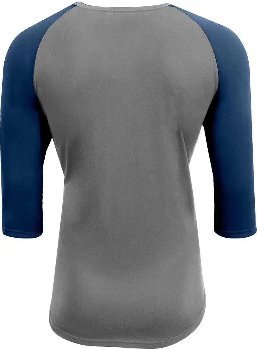 A4 N3514 Unisex Softek Quarter-sleeve Color Block Raglan T-shirt - Graphite Navy