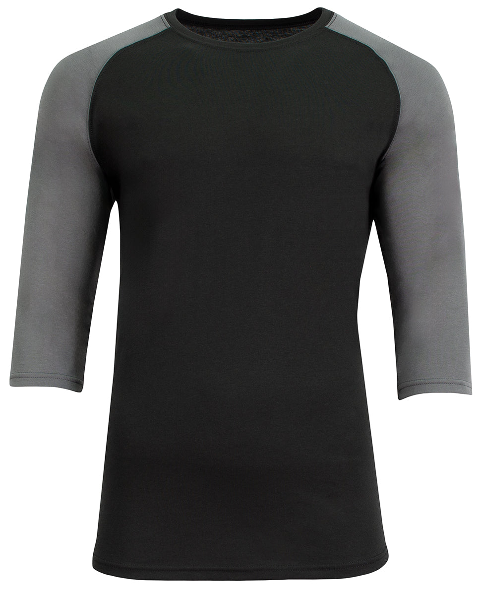 A4 N3514 Unisex Softek Quarter-sleeve Color Block Raglan T-shirt - Black