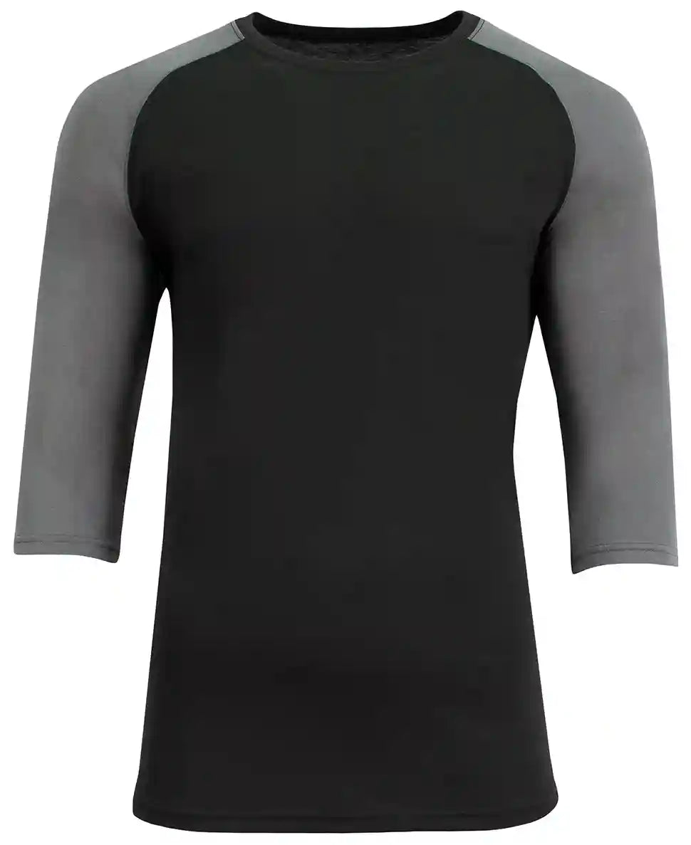A4 N3514 Unisex Softek Quarter-sleeve Color Block Raglan T-shirt - Black