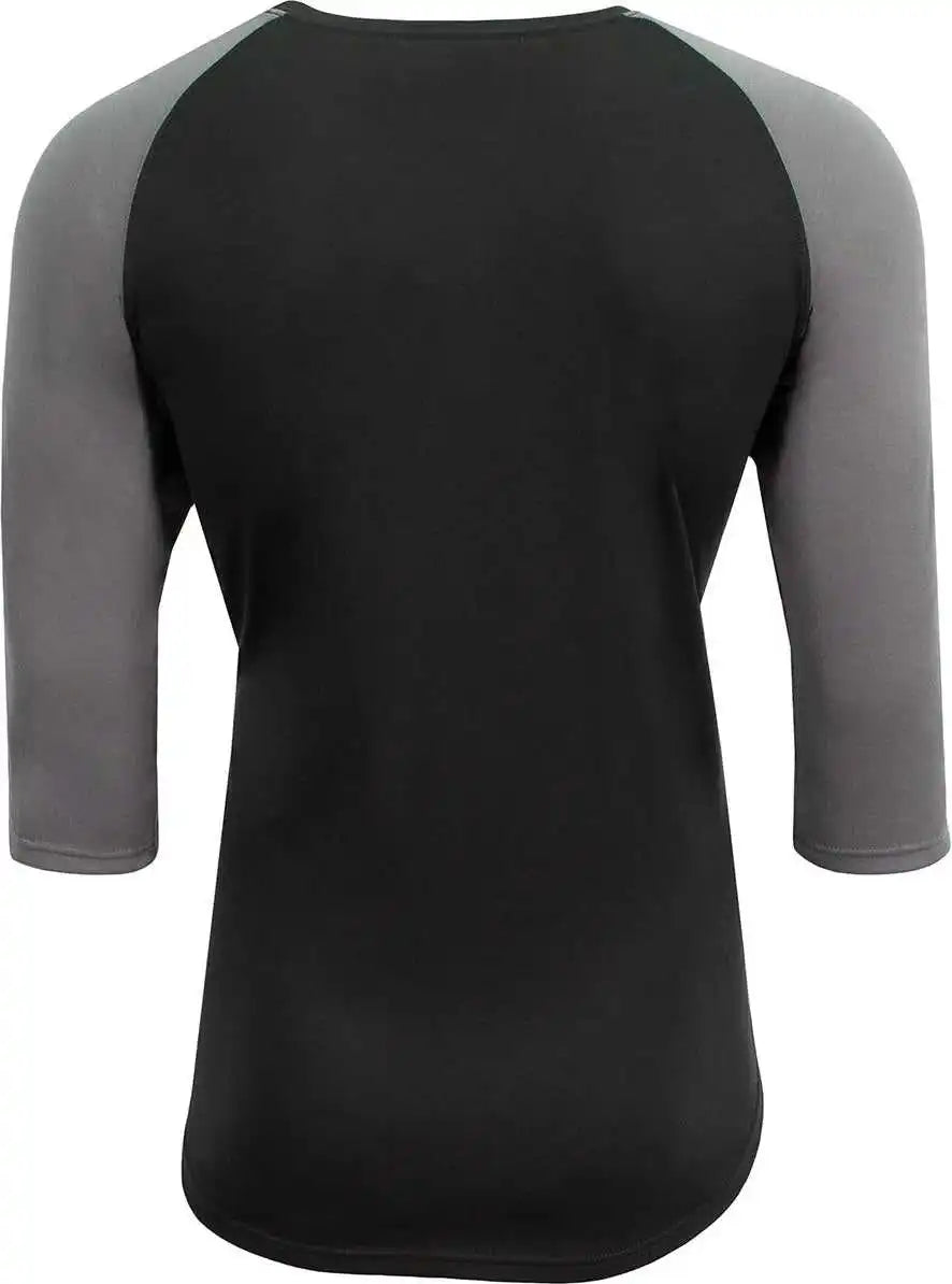 A4 N3514 Unisex Softek Quarter-sleeve Color Block Raglan T-shirt - Black