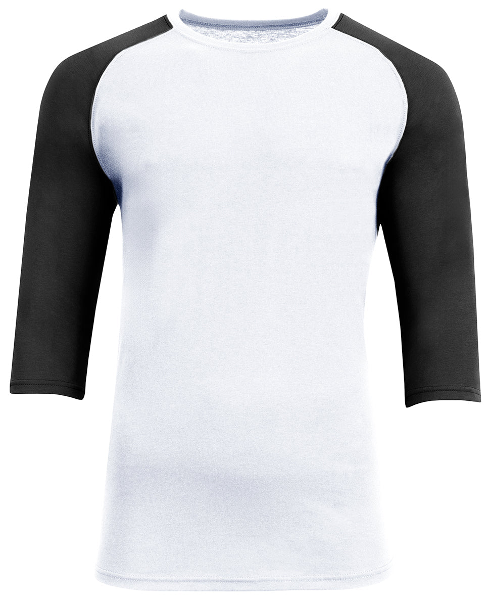 A4 N3514 Unisex Softek Quarter-sleeve Color Block Raglan T-shirt - Black