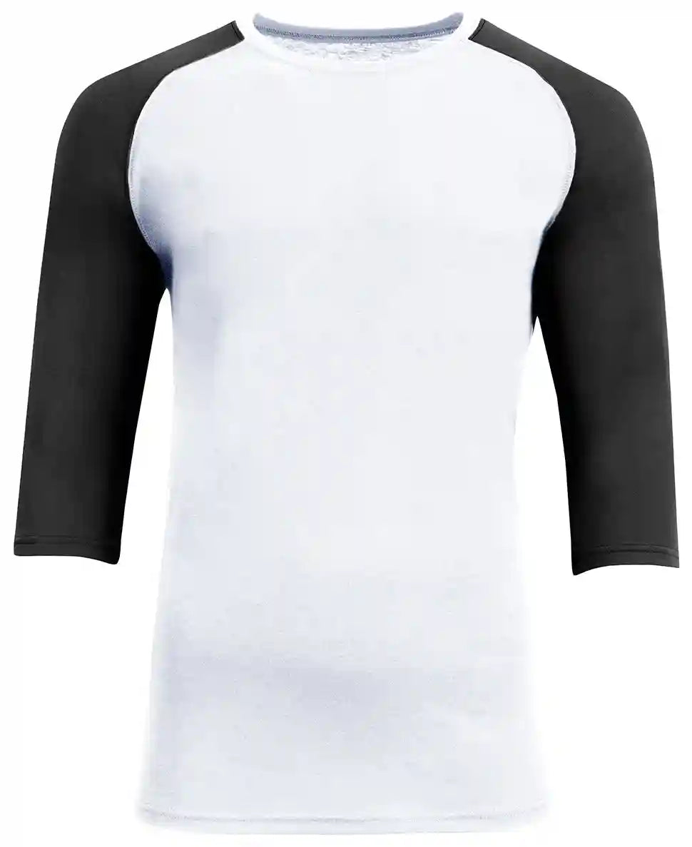 A4 N3514 Unisex Softek Quarter-sleeve Color Block Raglan T-shirt - Black