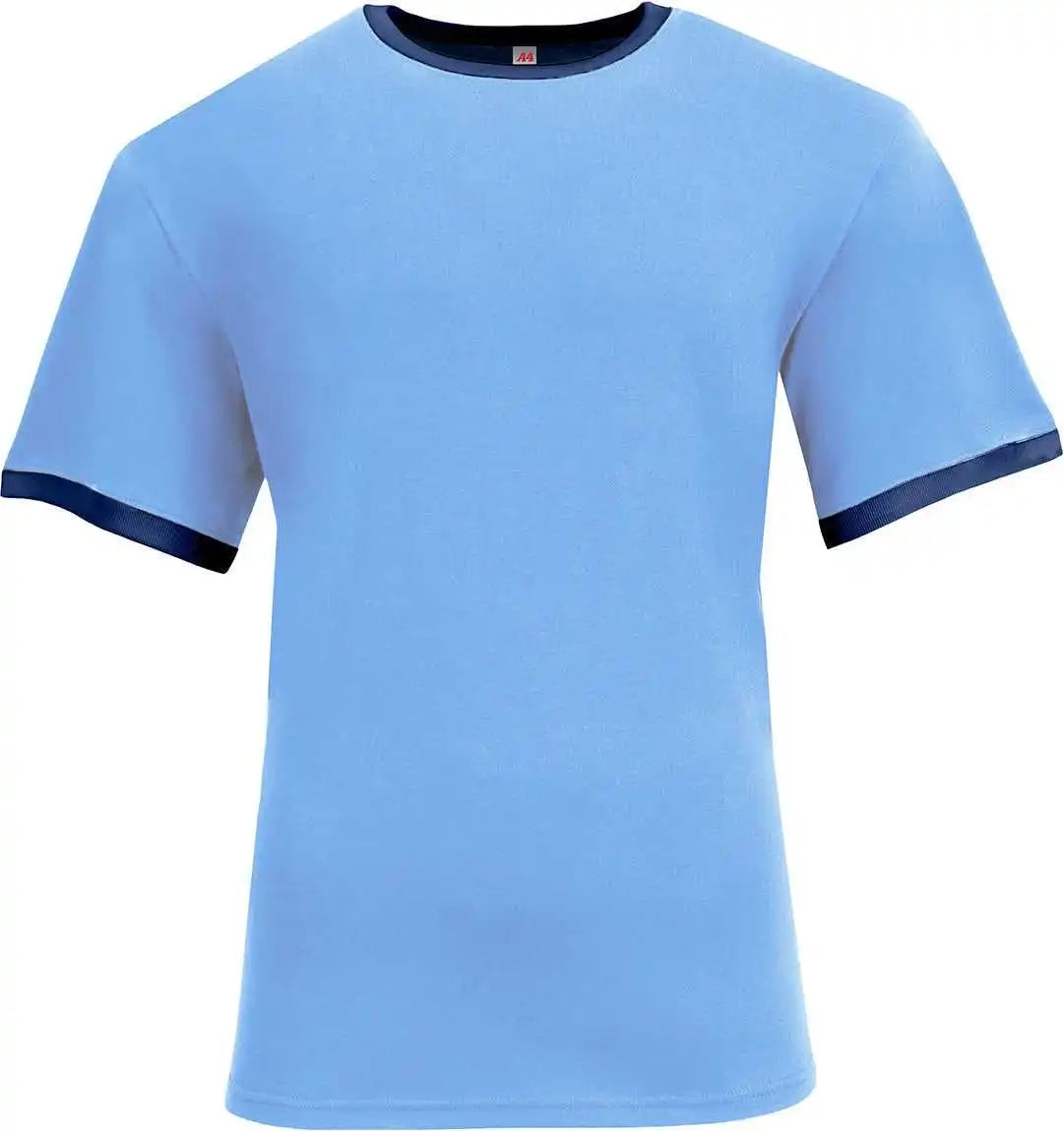 A4 N3518 Unisex Softek Ringer t Shirt Lt Blue