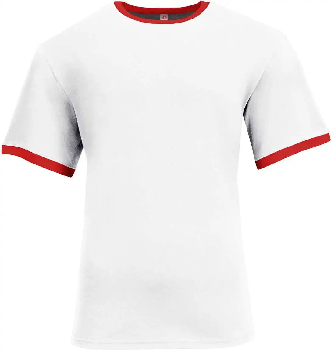 A4 N3518 Unisex Softek Ringer T-shirt - White Scarlet