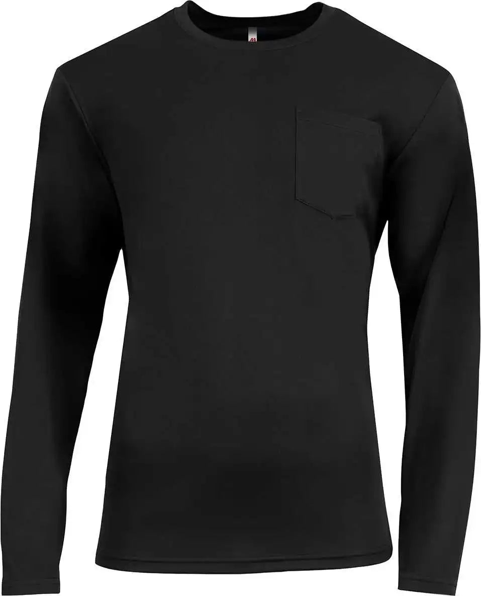 A4 N3521 Unisex Sprint Long-sleeve Pocket T-shirt - Black