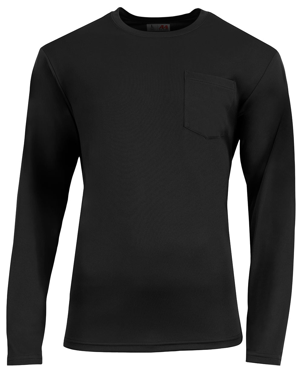 A4 N3521 Unisex Sprint Long-sleeve Pocket T-shirt - Black
