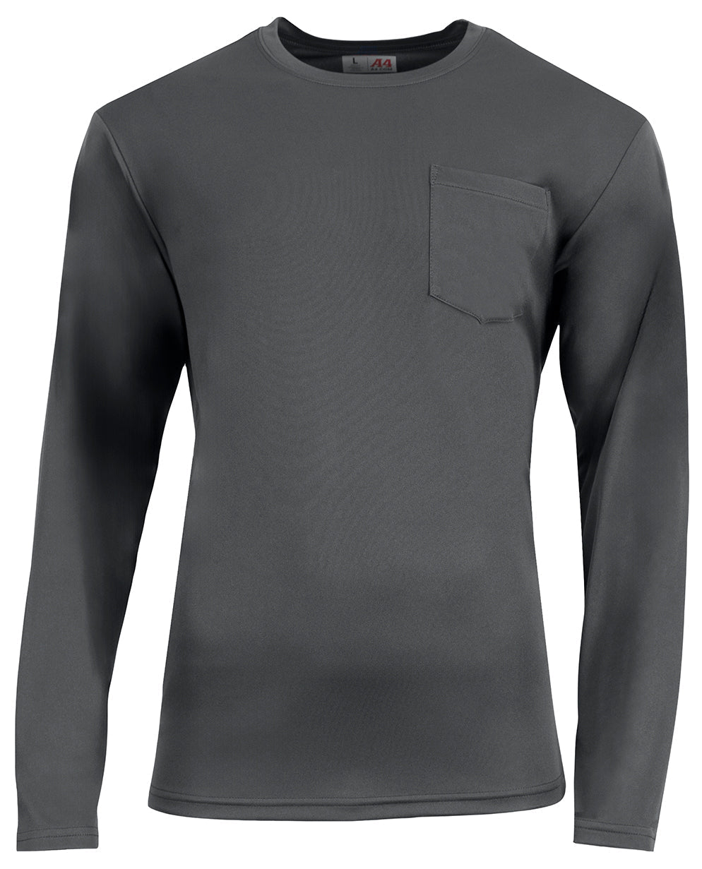 A4 N3521 Unisex Sprint Long-sleeve Pocket T-shirt - Graphite