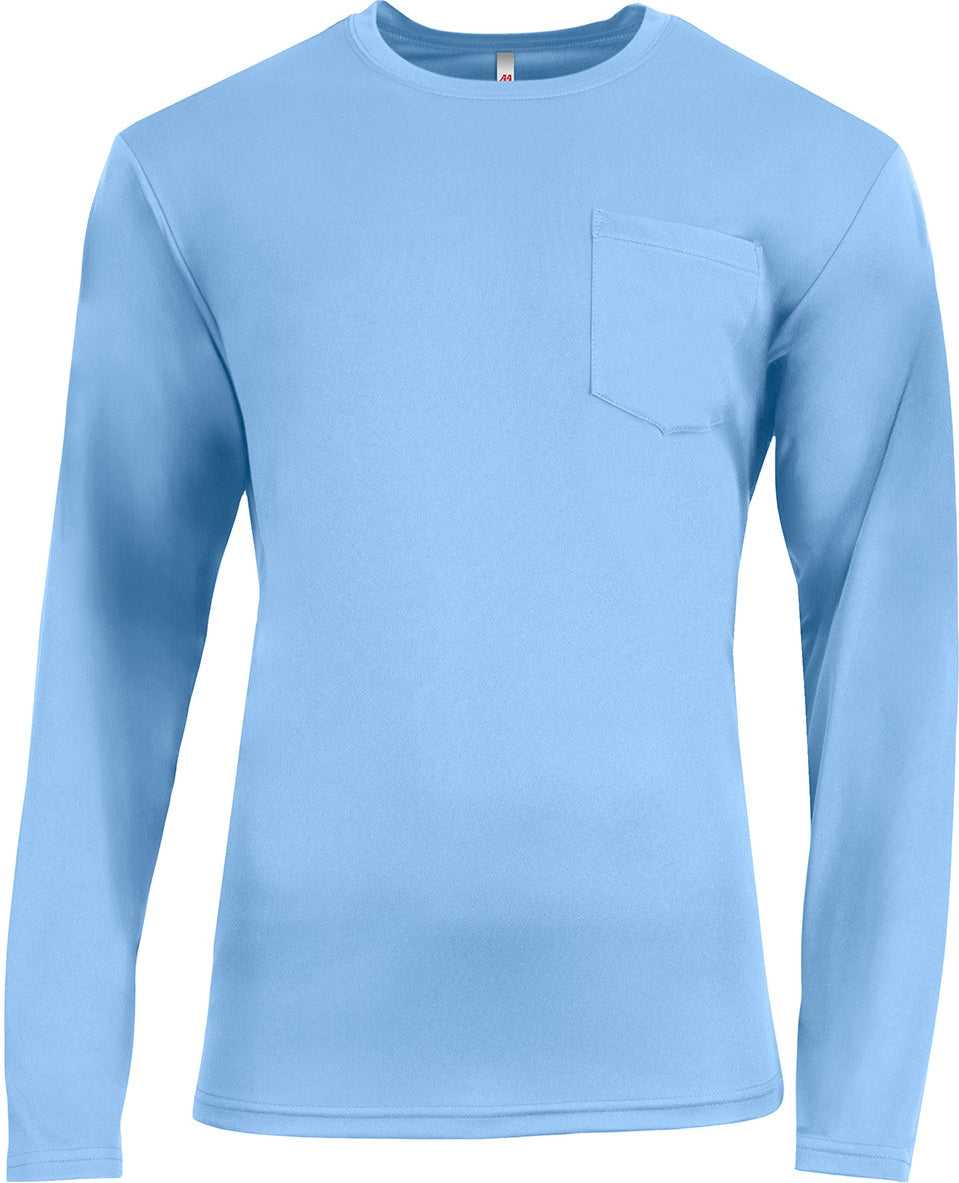 A4 N3521 Unisex Sprint Long-sleeve Pocket T-shirt - Light Blue