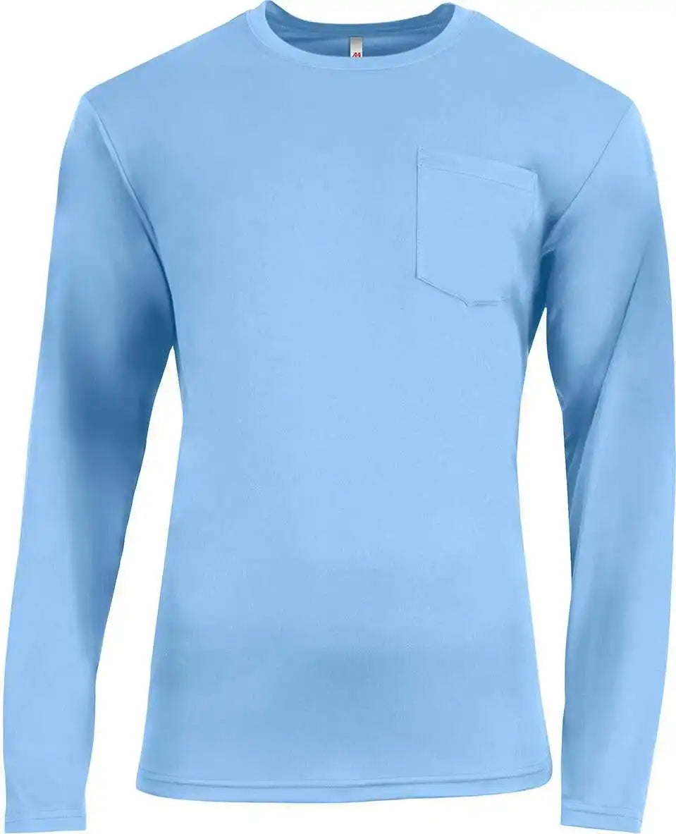 A4 N3521 Unisex Sprint Long-sleeve Pocket T-shirt - Light Blue