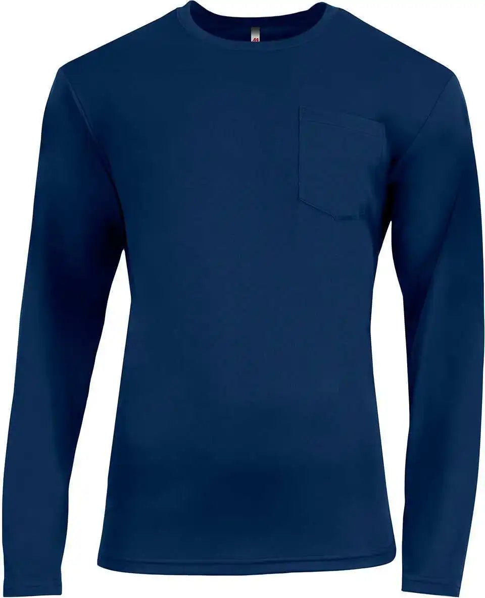 A4 N3521 Unisex Sprint Long-sleeve Pocket T-shirt - Navy