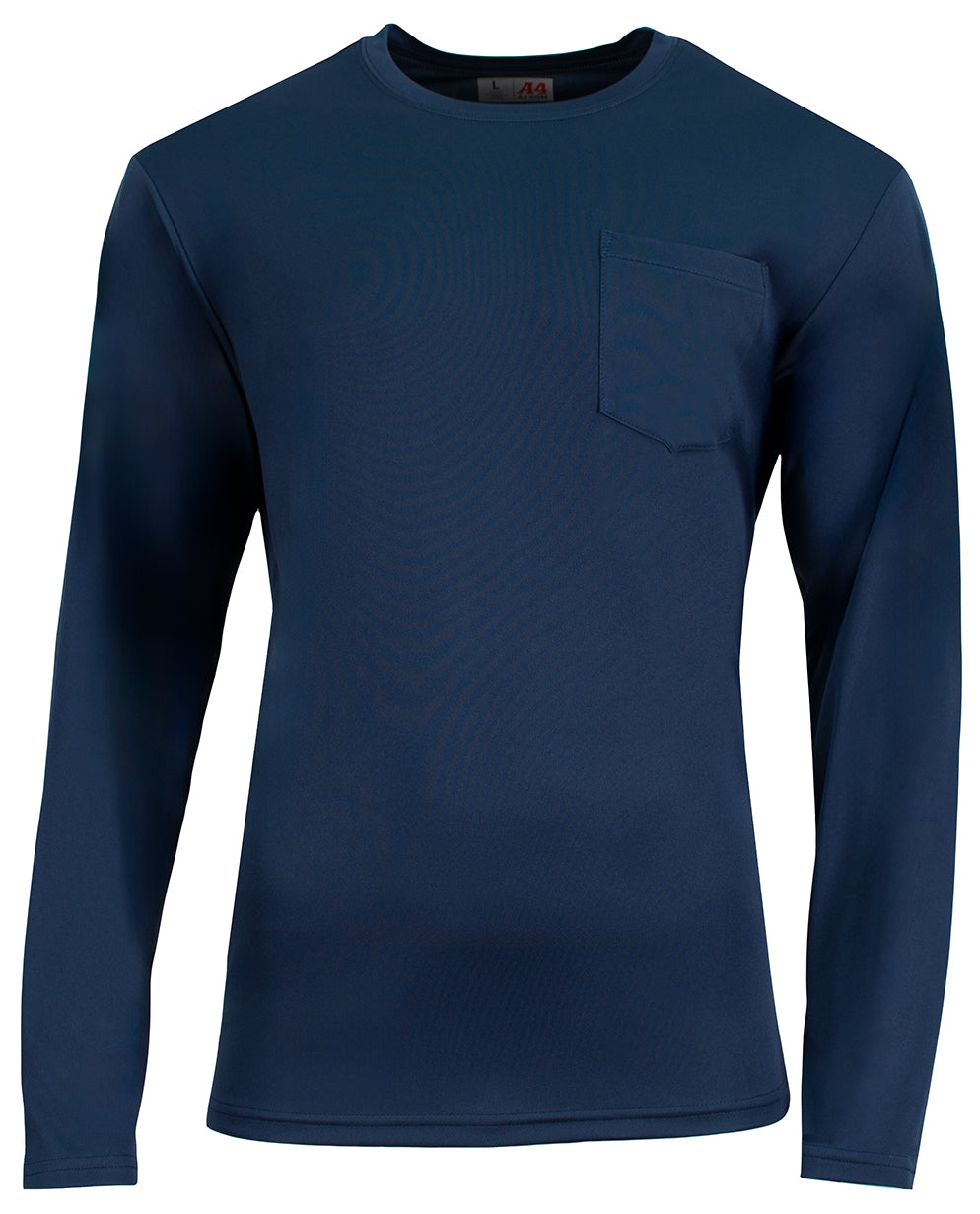 A4 N3521 Unisex Sprint Long-sleeve Pocket T-shirt - Navy