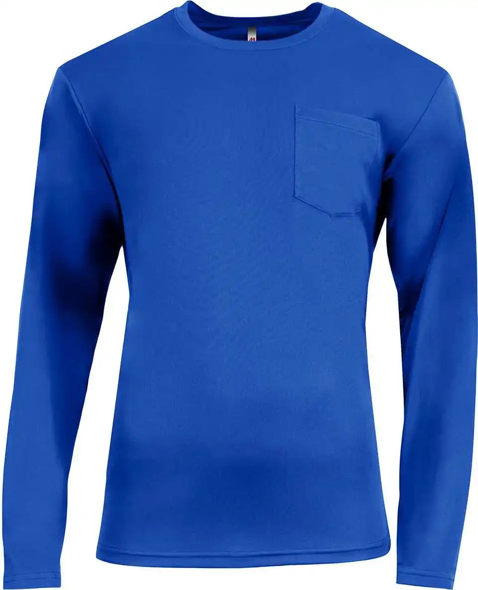A4 N3521 Unisex Sprint Long Sleeve Pocket t Shirt Royal