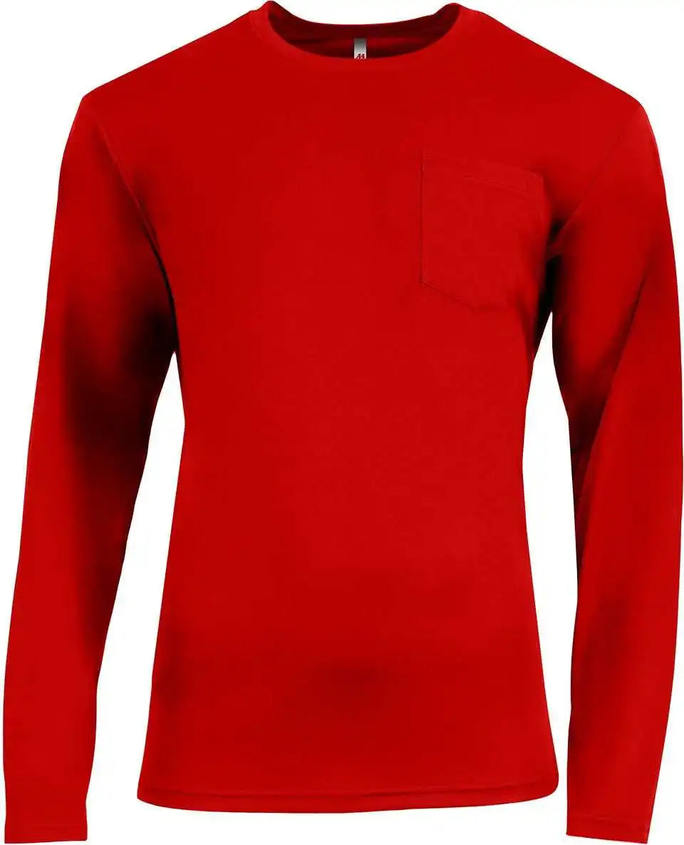 A4 N3521 Unisex Sprint Long-sleeve Pocket T-shirt - Scarlet