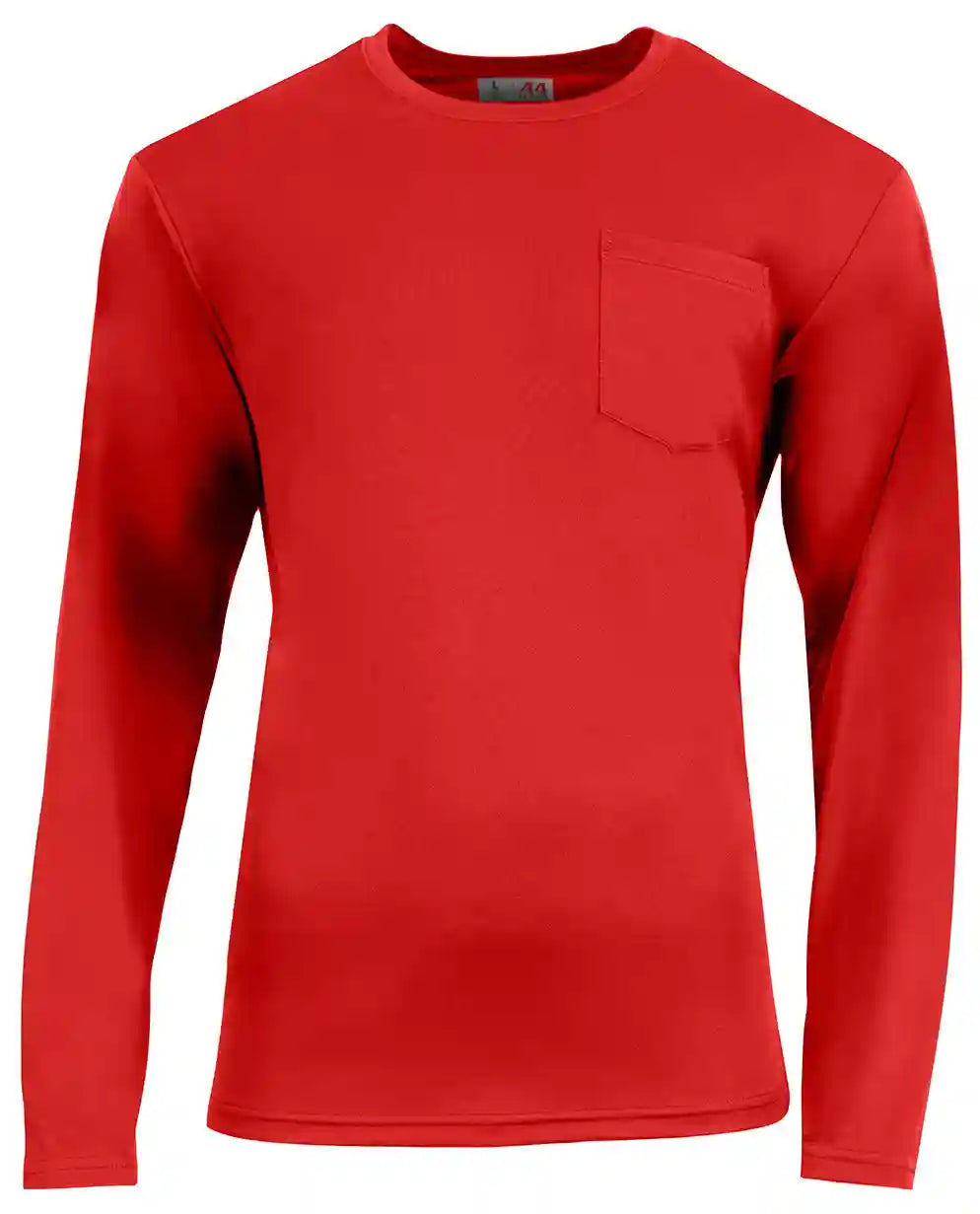 A4 N3521 Unisex Sprint Long-sleeve Pocket T-shirt - Scarlet