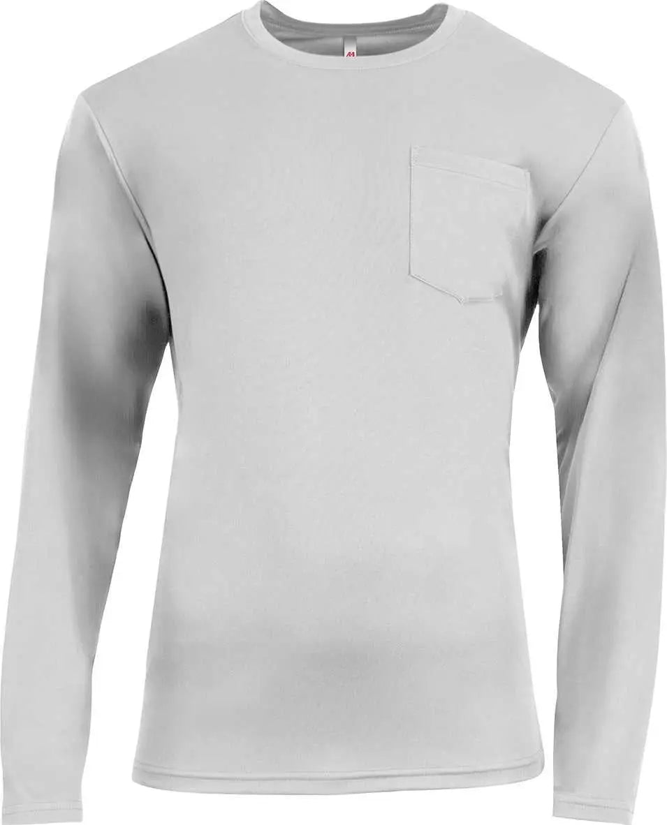 A4 N3521 Unisex Sprint Long-sleeve Pocket T-shirt - Silver