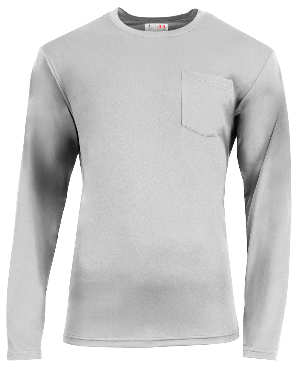 A4 N3521 Unisex Sprint Long-sleeve Pocket T-shirt - Silver