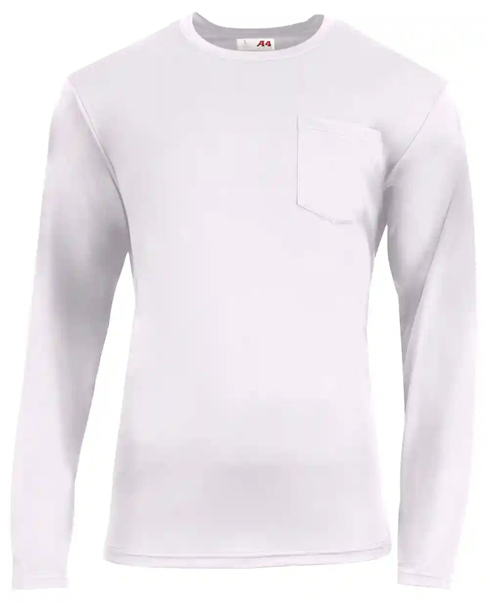 A4 N3521 Unisex Sprint Long-sleeve Pocket T-shirt - White