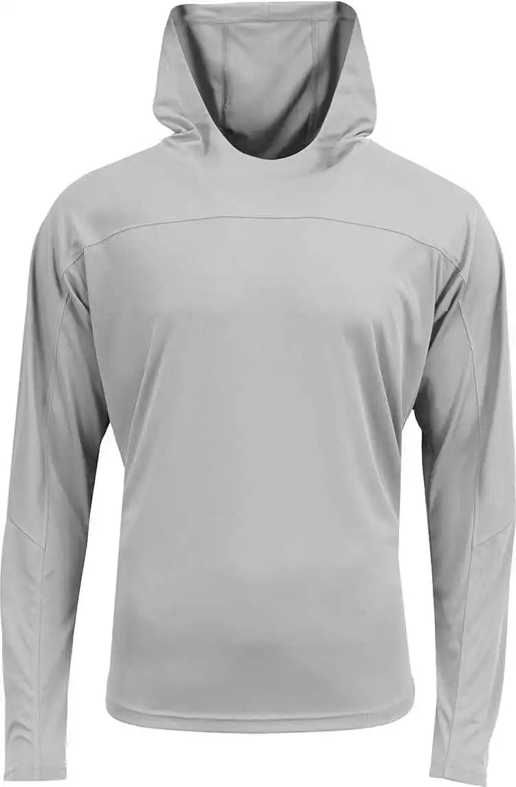 A4 N3524 Unisex Airflex Long Sleeve Scuba Neck Hooded t Shirt Silver
