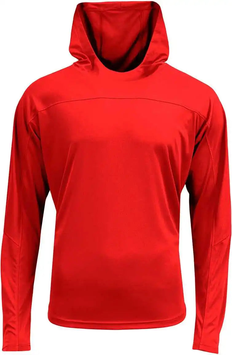 A4 N3524 Unisex Airflex Long Sleeve Scuba Neck Hooded t Shirt Scarlet