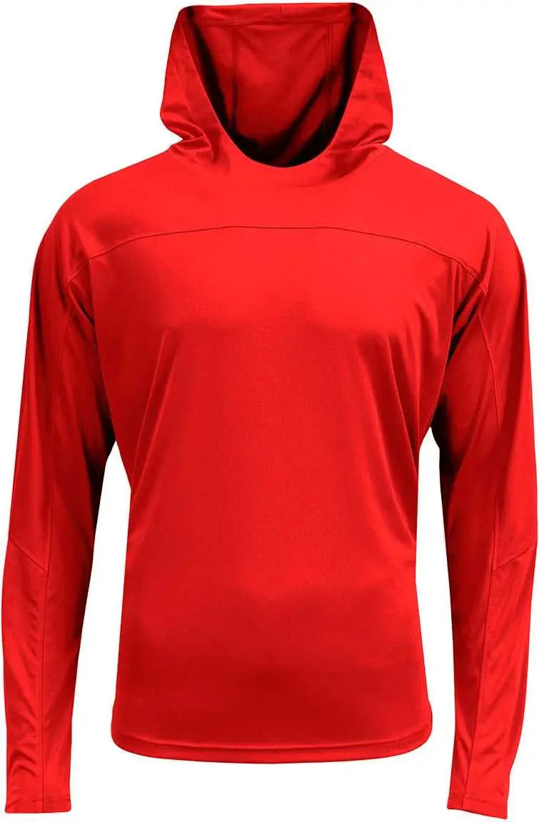 A4 N3524 Unisex Airflex Long-sleeve Scuba Neck Hooded T-shirt - Scarlet