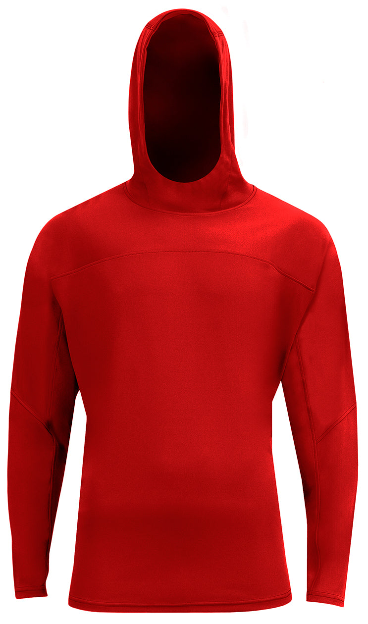 A4 N3524 Unisex Airflex Long-sleeve Scuba Neck Hooded T-shirt - Scarlet