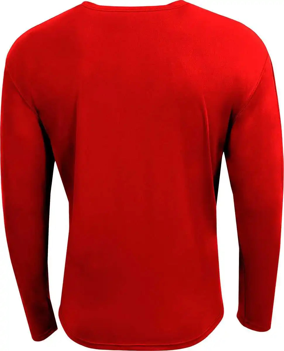 A4 N3532 Unisex Airflex Long Sleeve Raglan t Shirt Scarlet