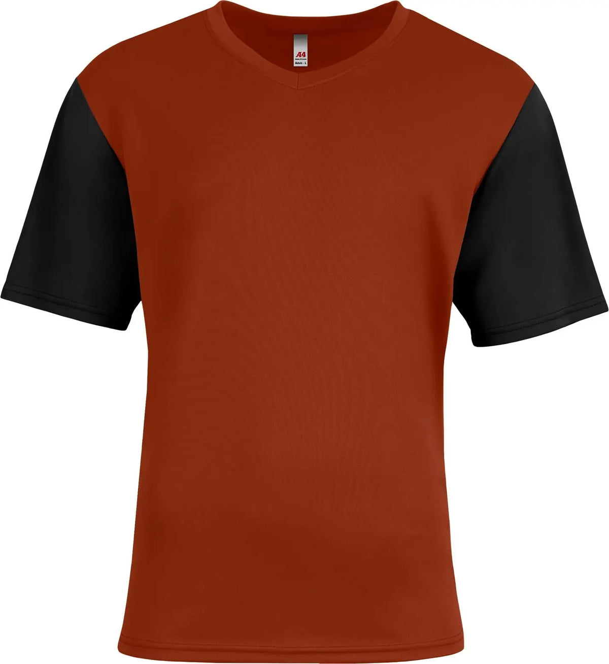 A4 N3541 Sprint Color Block V-neck T-shirt - Orange Black - Adult Xs
