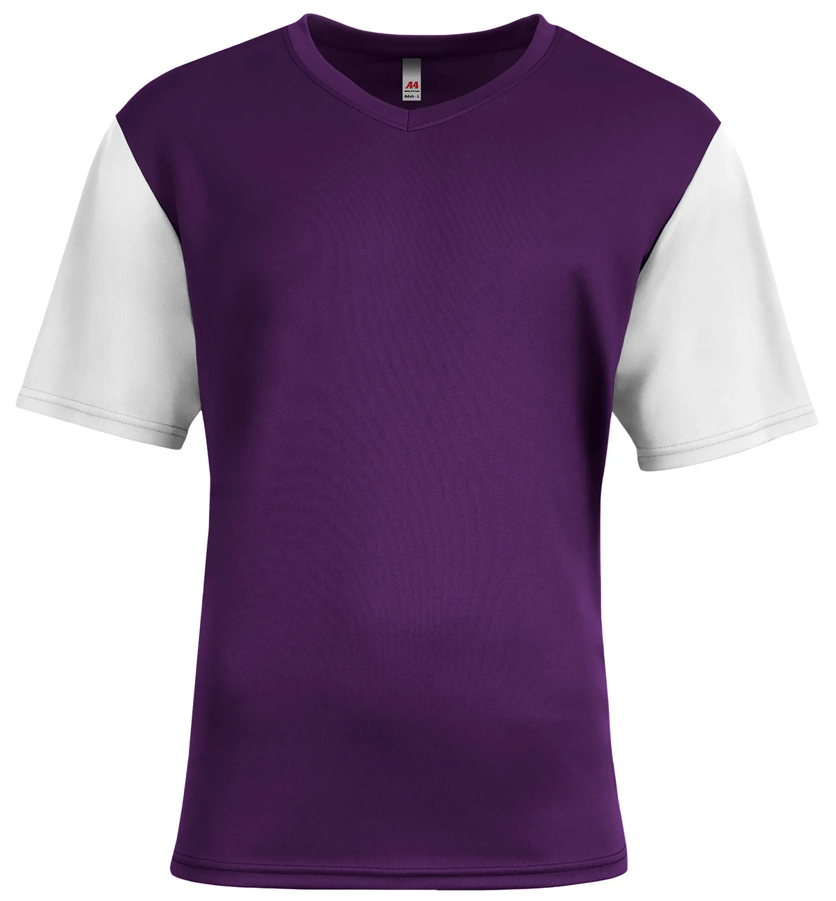 A4 N3541 Sprint Color Block V-neck T-shirt - Purple White - Adult Xs