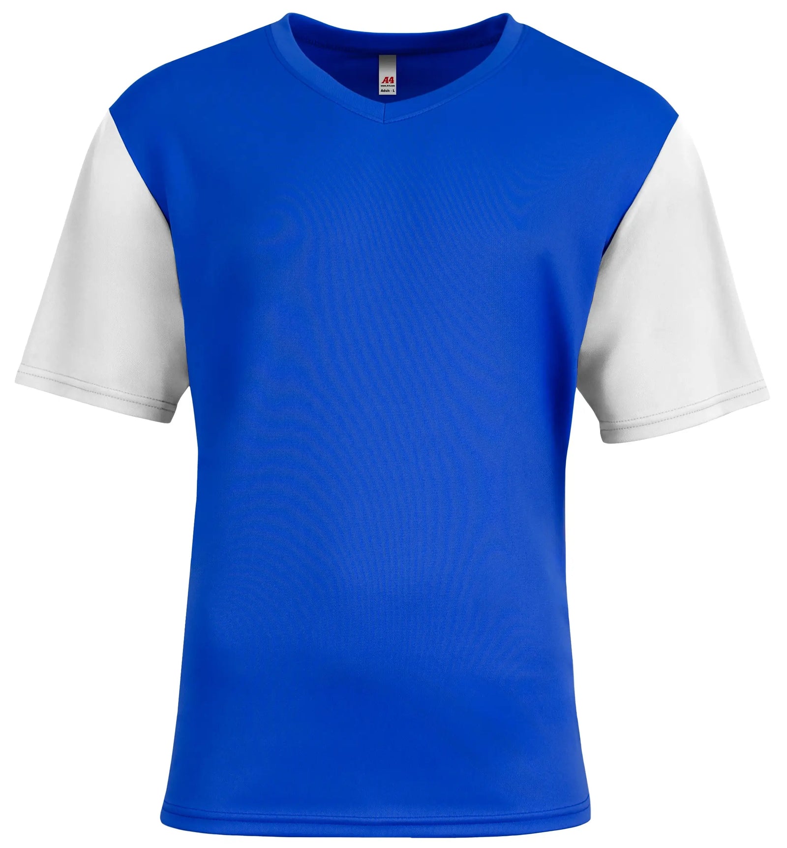 A4 N3541 Sprint Color Block V-neck T-shirt - Royal White - Adult Xs