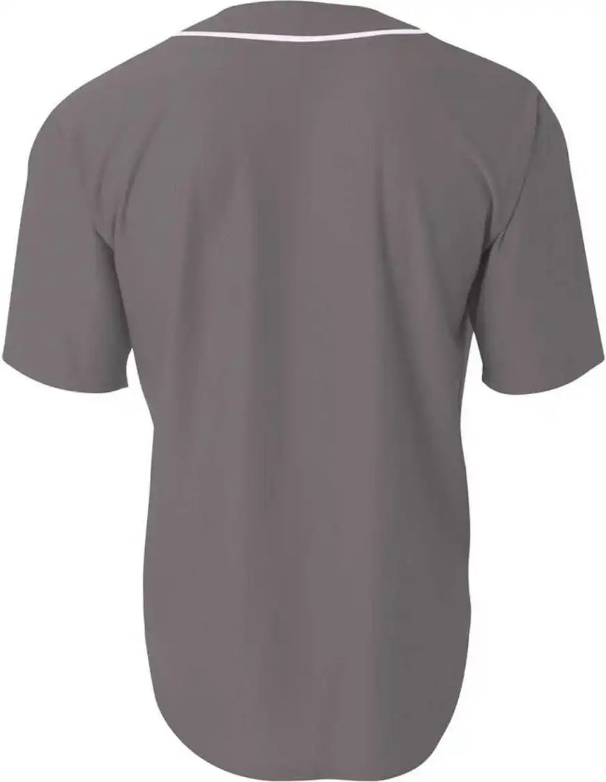 A4 N4184 Short Sleeve Full Button Baseball Top Graphite White