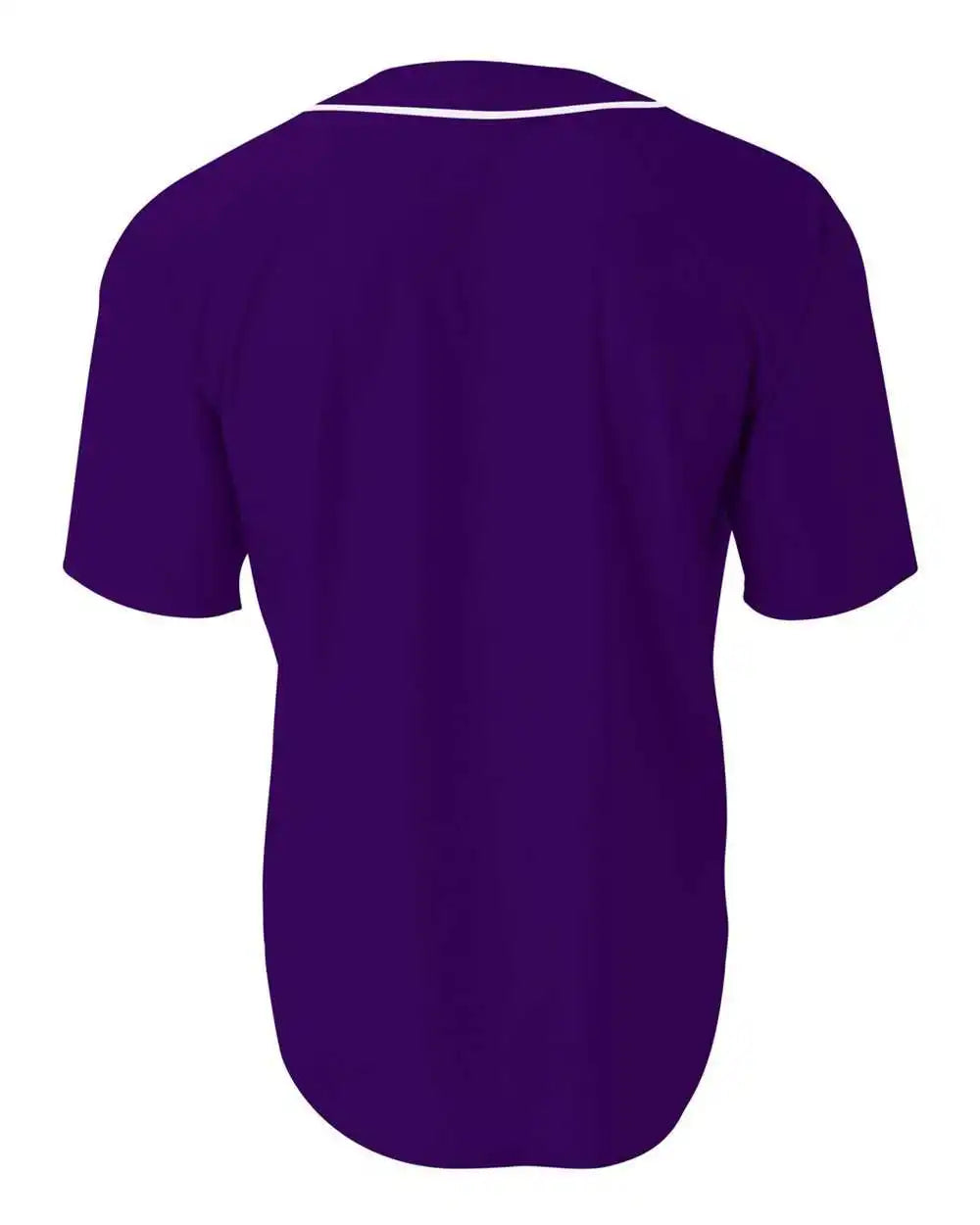 A4 N4184 Short Sleeve Full Button Baseball Top Purple White