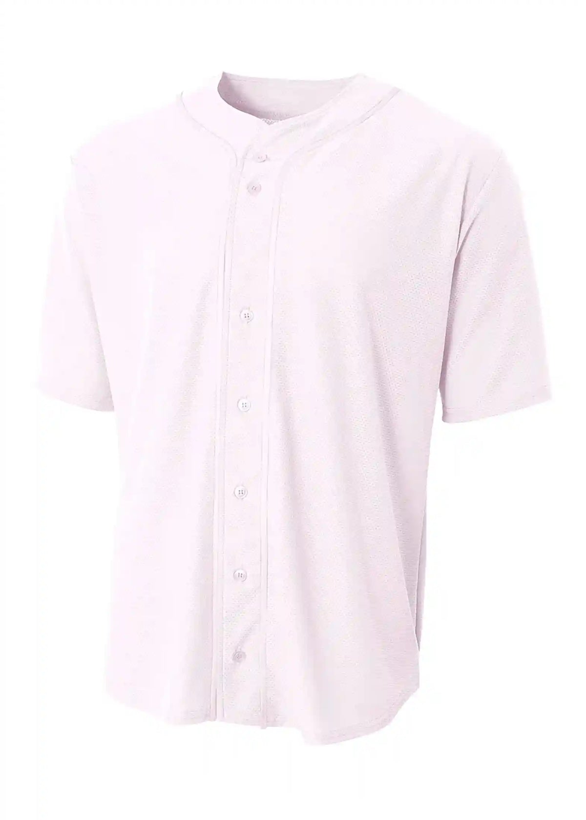 A4 N4184 Short Sleeve Full Button Baseball Top - Scarlet White
