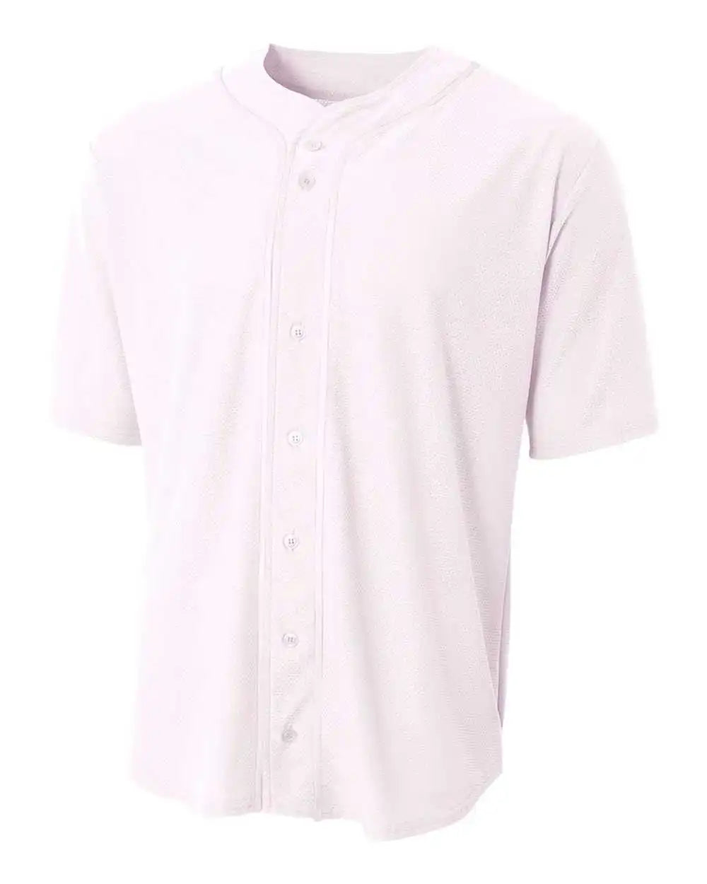A4 N4184 Short Sleeve Full Button Baseball Top White