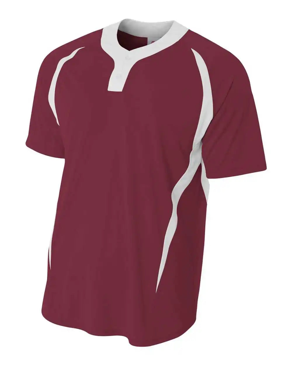 A4 N4229 2-button Color Blocked Baseball Henley - Cardinal White