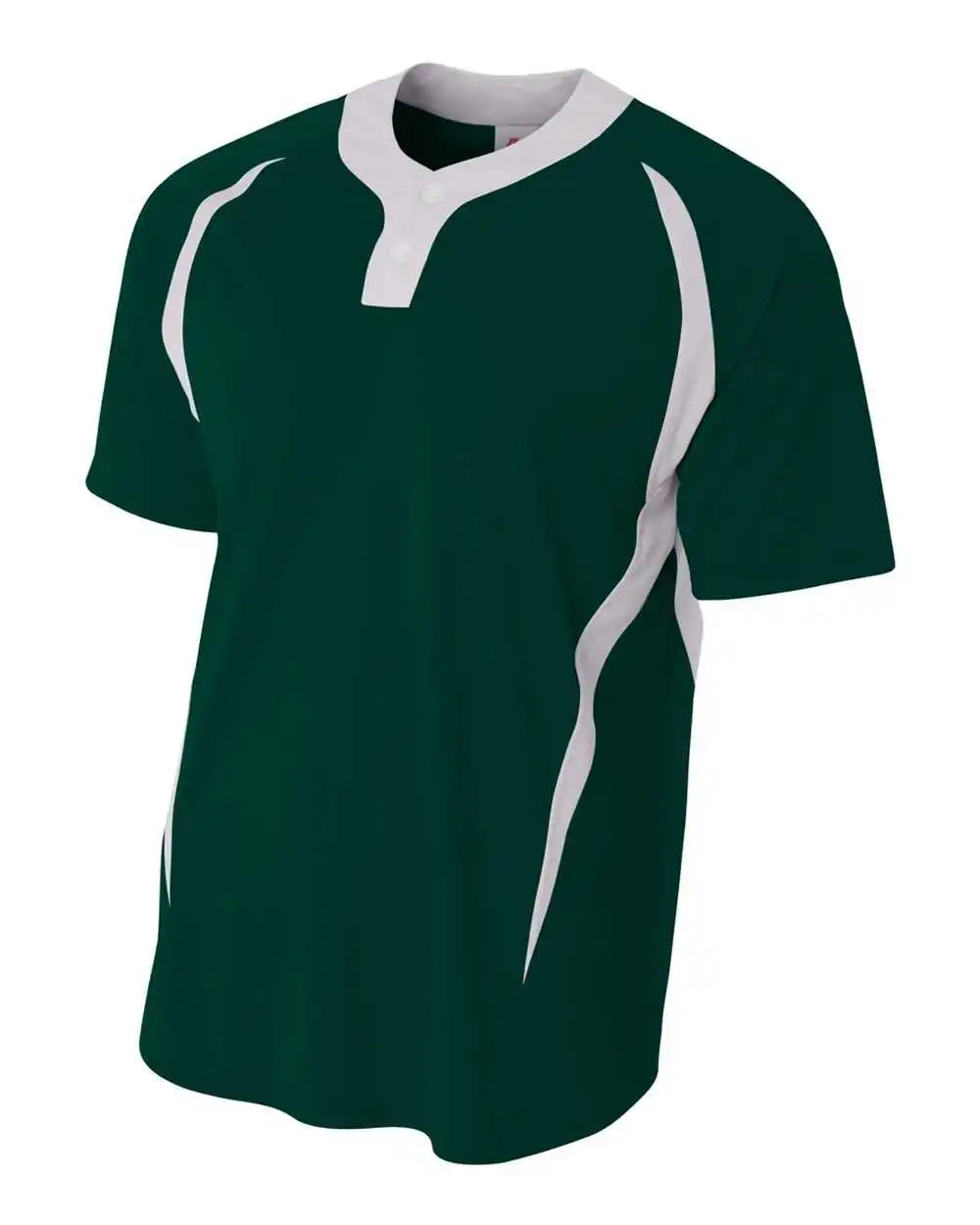 A4 N4229 2-button Color Blocked Baseball Henley - Forest White