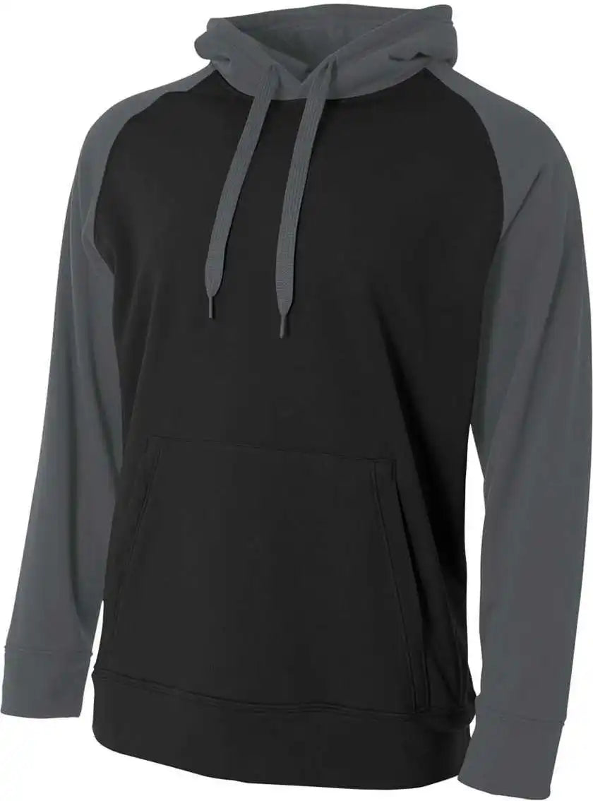 A4 N4234 Color Block Tech Fleece Hoodie Black Graphite