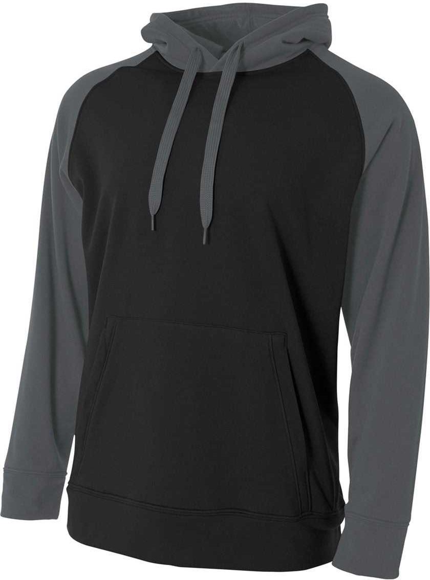 A4 N4234 Color Block Tech Fleece Hoodie - Black Graphite