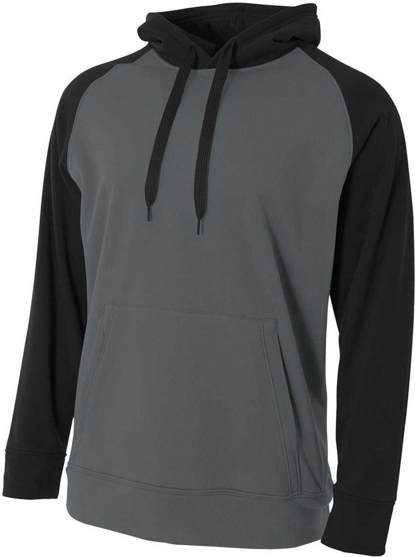 A4 N4234 Color Block Tech Fleece Hoodie - Graphite Black