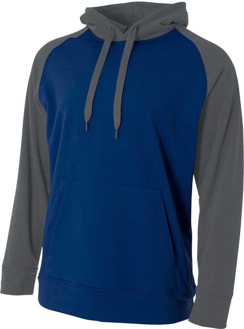 A4 N4234 Color Block Tech Fleece Hoodie - Navy Graphite