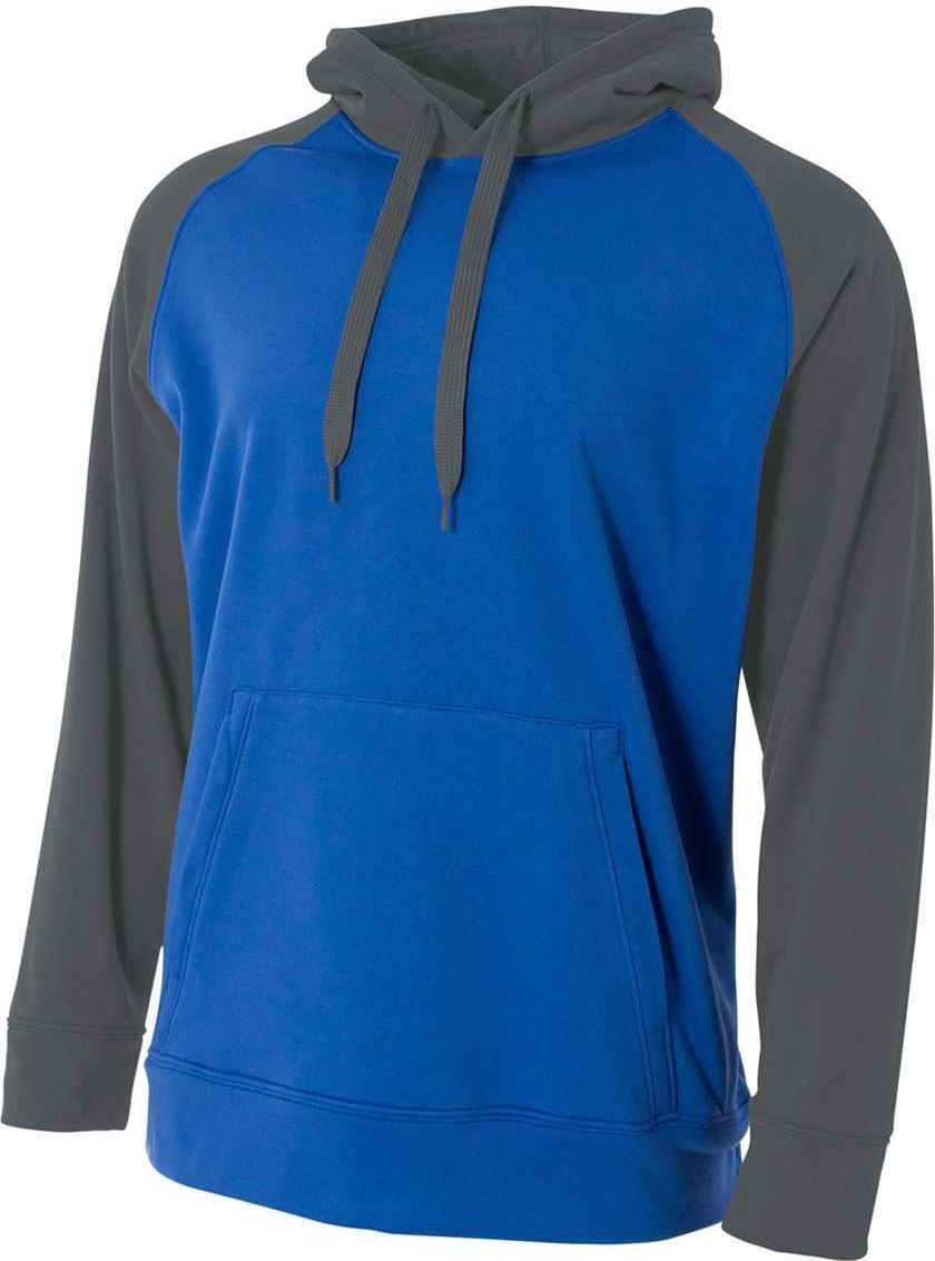 A4 N4234 Color Block Tech Fleece Hoodie - Royal Graphite