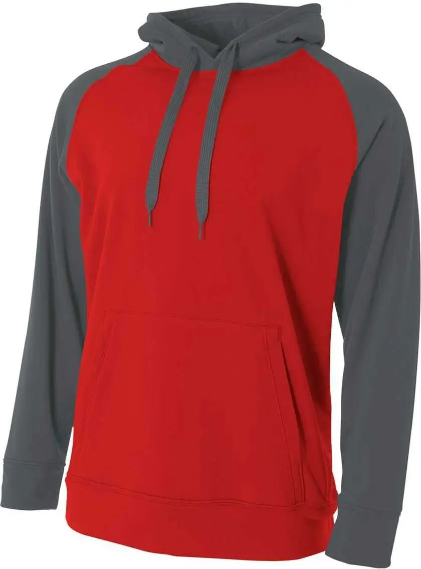 A4 N4234 Color Block Tech Fleece Hoodie - Scarlet Graphite