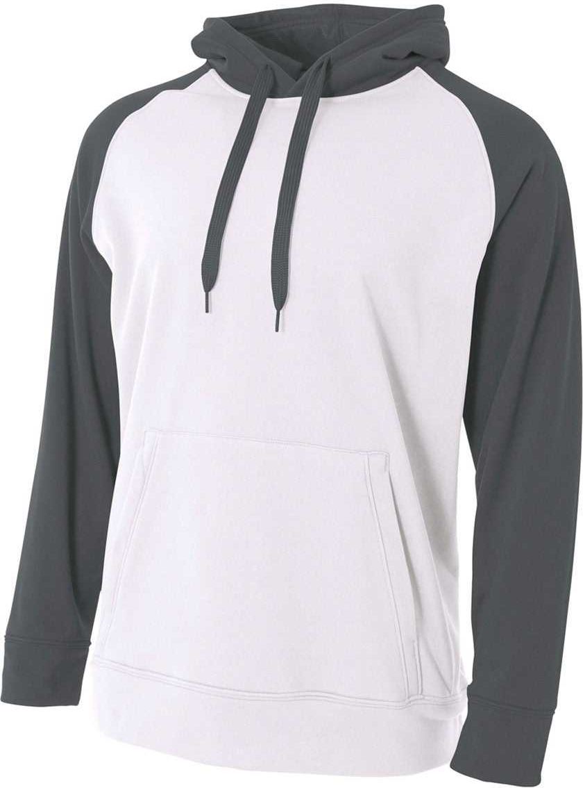 A4 N4234 Color Block Tech Fleece Hoodie - White Graphite