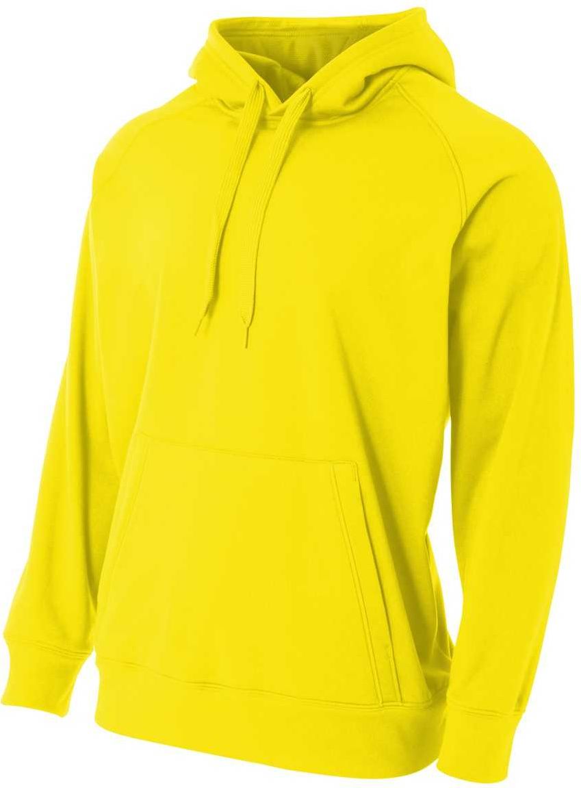 A4 N4237 Solid Tech Fleece Hoodie - Safety Yellow