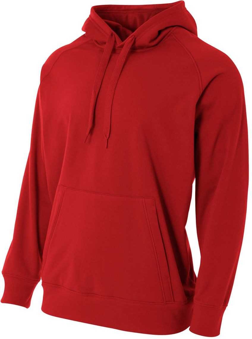 A4 N4237 Solid Tech Fleece Hoodie - Scarlet