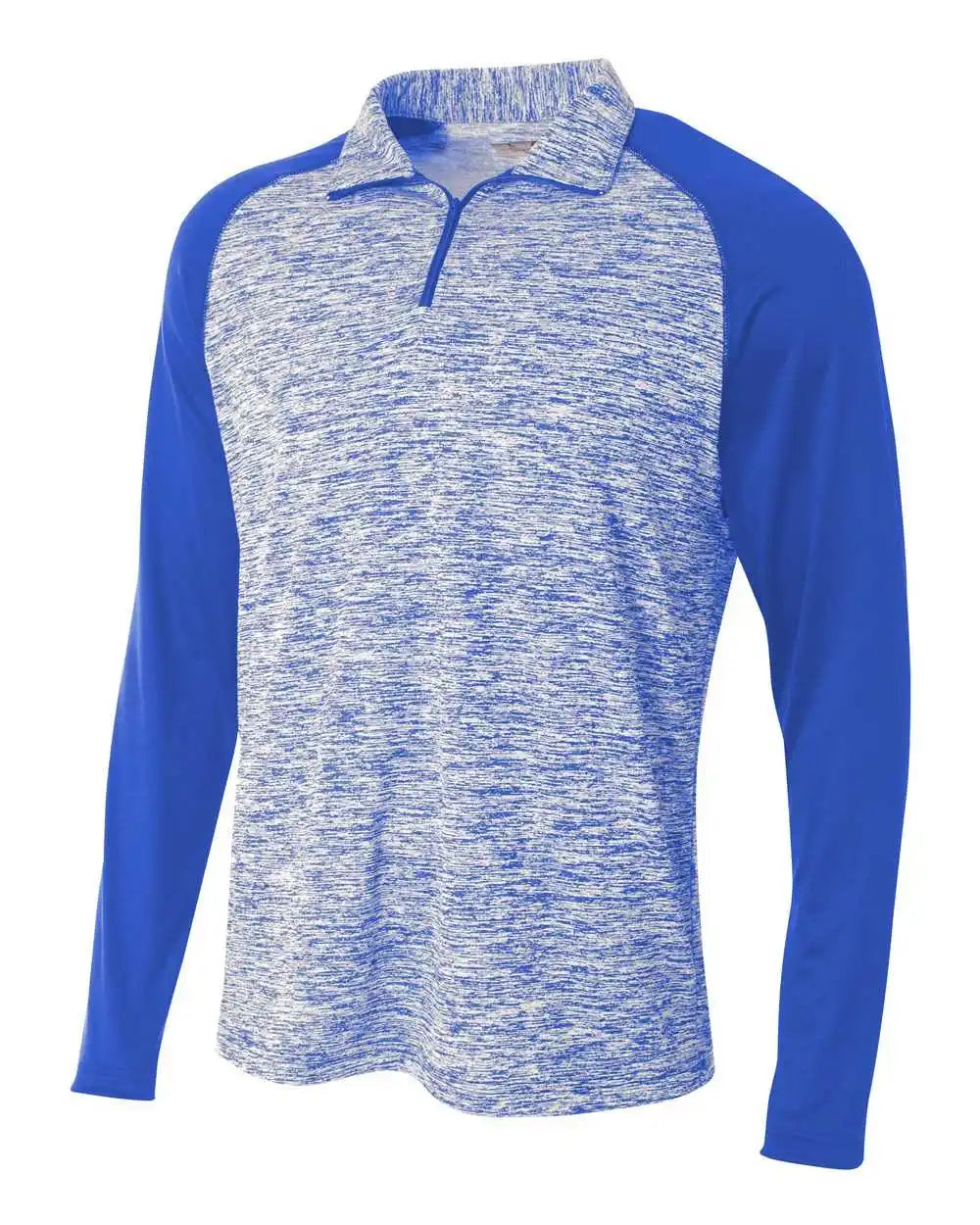 A4 N4249 1/4 Zip Long Sleeve Space Dye W/ Contrast - Royal