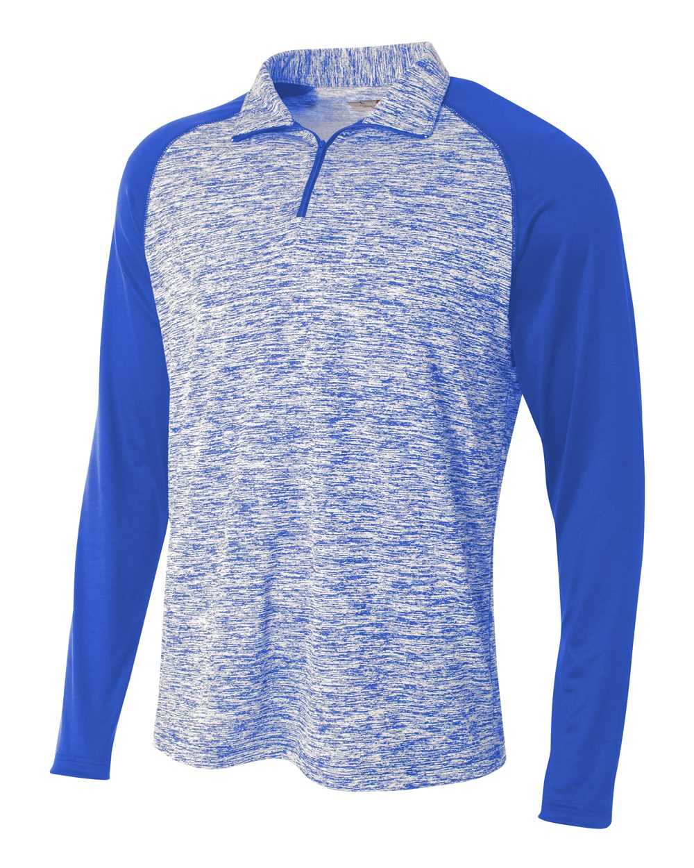 A4 N4249 1/4 Zip Long Sleeve Space Dye W/ Contrast - Royal